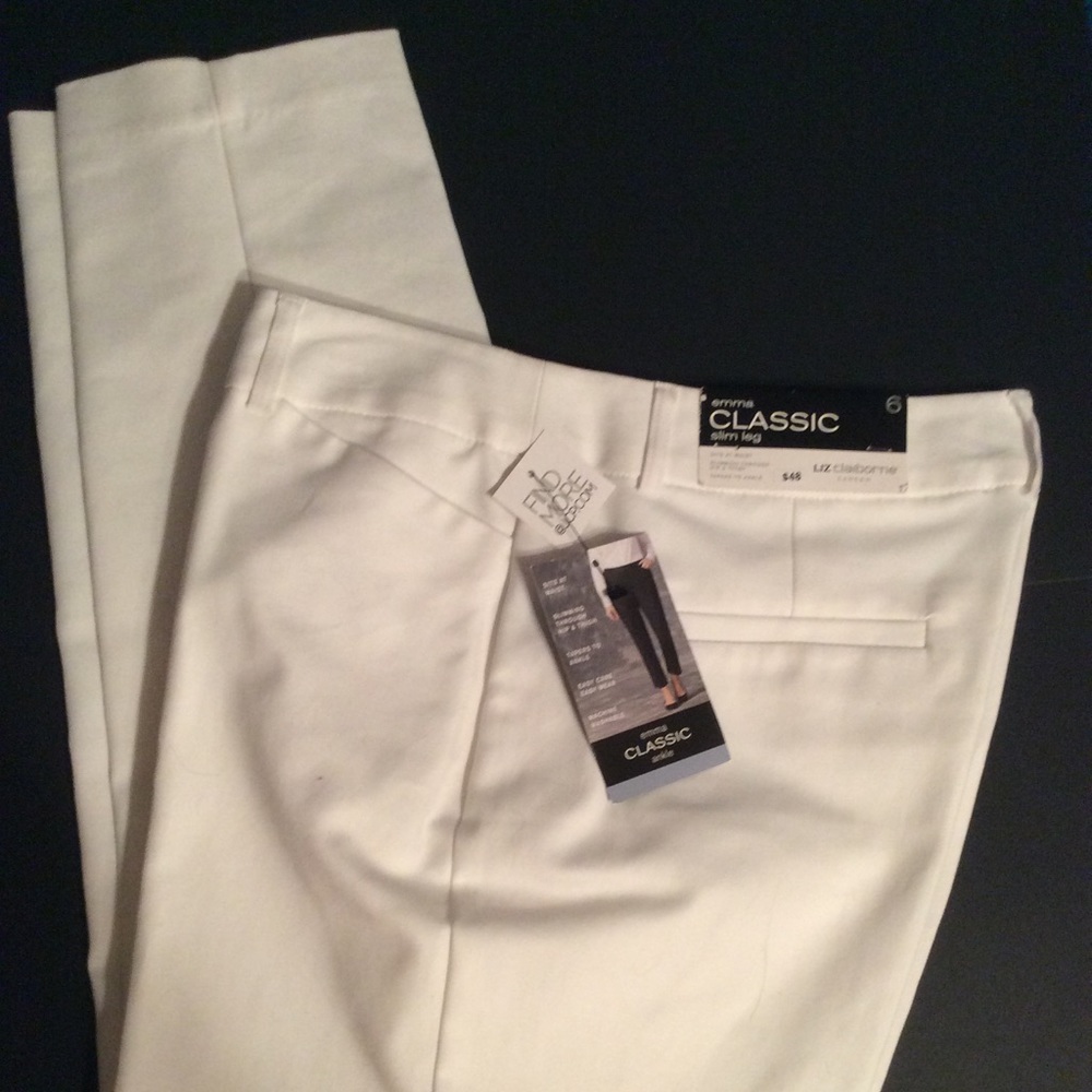 White Ankle Length Career Pants
